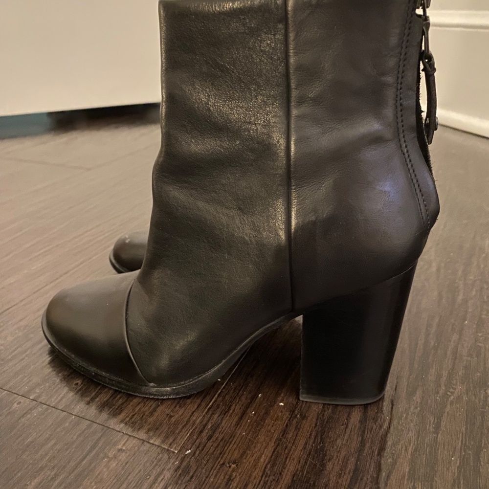 Rag & Bone Black Leather Booties with Zipper